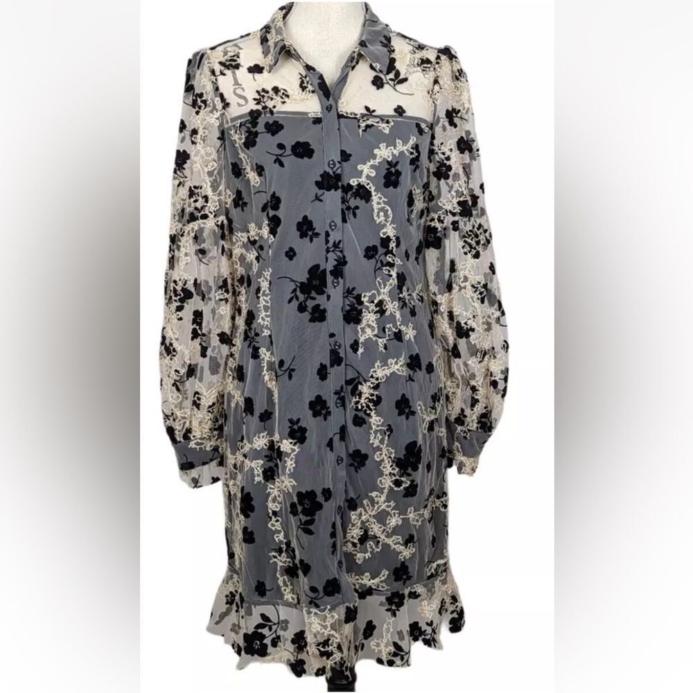 Walter Baker Lindsey Sheer Embroidered Dress Size 8